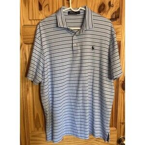 Polo Ralph Lauren Shirt Mens XL Light Blue Pony Short Sleeve Striped Golf Tennis